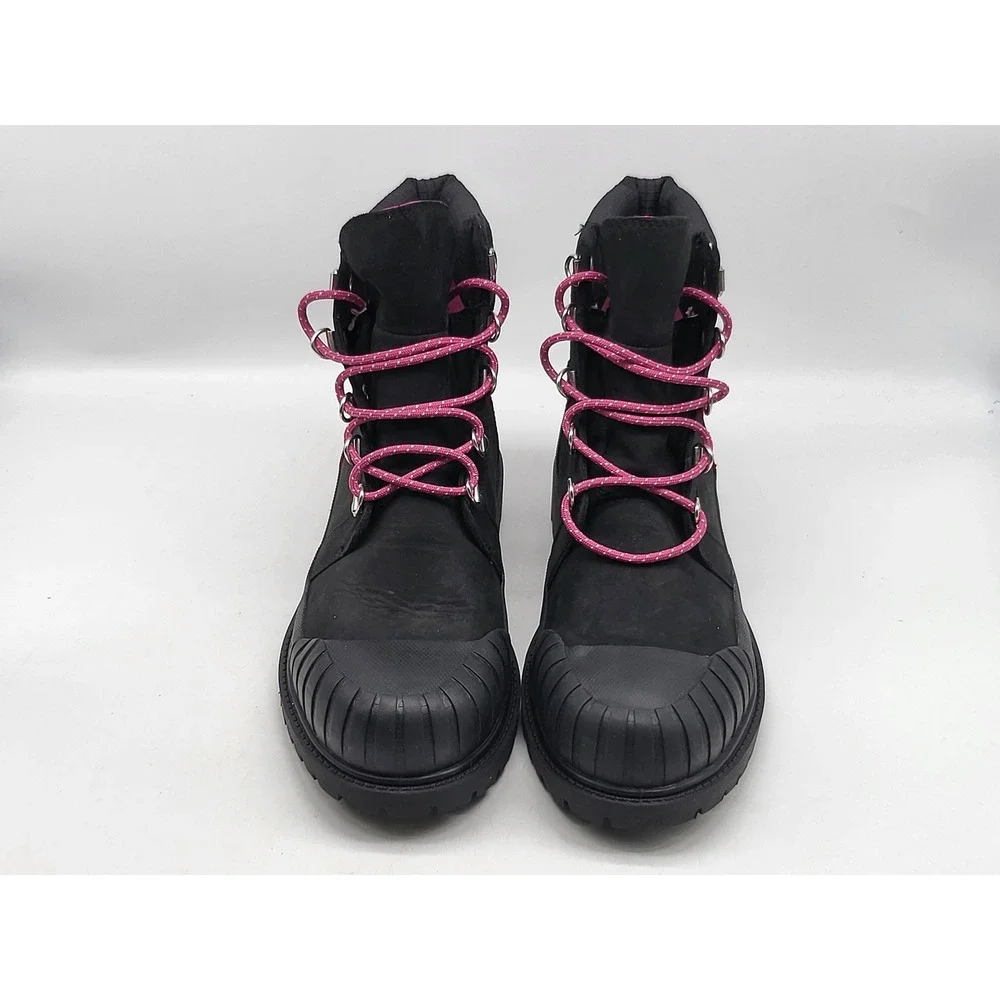 Timberland Waterproof Ankle‎ Boots Black Pink Accent Womens US 8.5